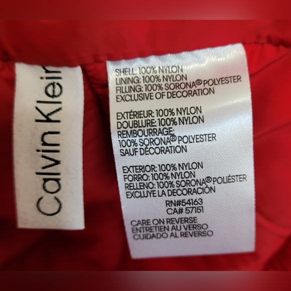 Calvin Klein Red Sleeveless Puffer Vest Jacket With adjustable Hood XL - Picture 7 of 12